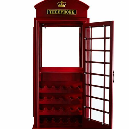 RAM GAME ROOM 16.5 x 30 x 72 in. Old English Telephone Booth Bar Cabinet OEBRCB